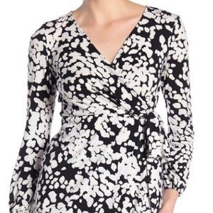 London Times black and white jersey wrap dress.